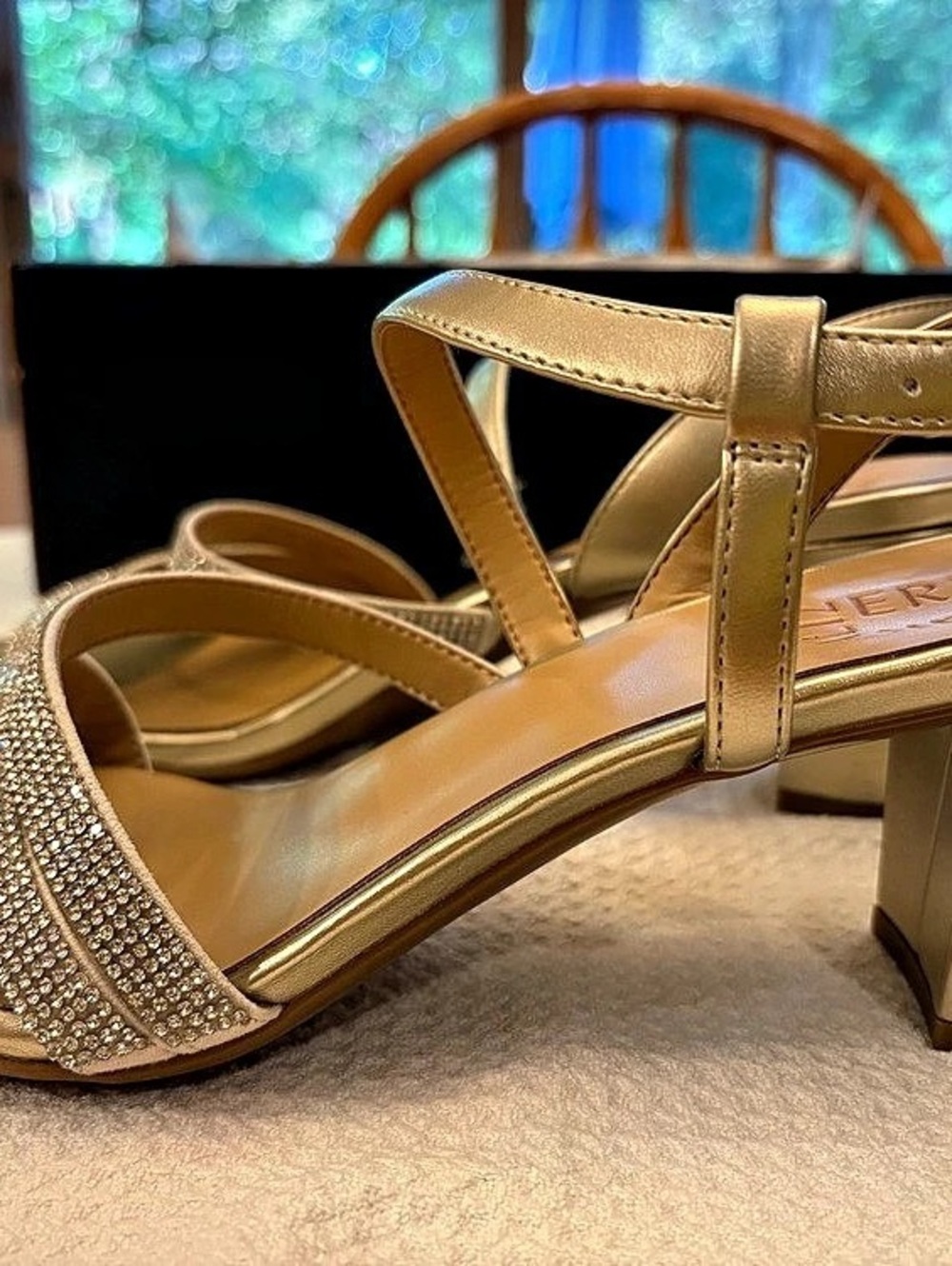 Naturalizer Bridget Sandal 1241 Rhinestone Heeled Sandals in Gold US 9 Like New